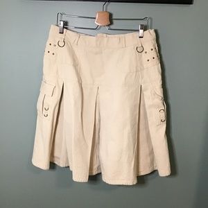 Canvas denim white kilt cargo skirt